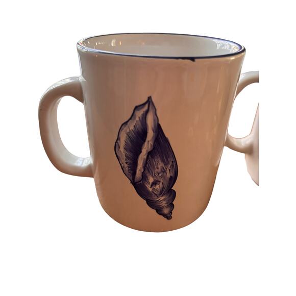 William Sonoma Set of 3 seashell Mugs Cups Seashells Nautical Beachy Seaside - Picture 4 of 6